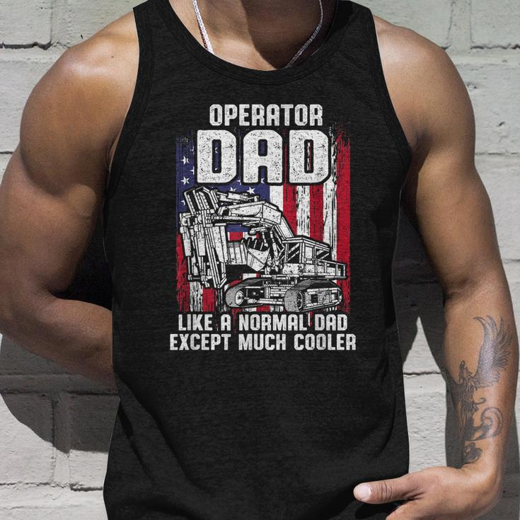 Mens Us Flag Heavy Equipment Excavator Operator Dad Tshirt Unisex Tank Top Gifts for Him