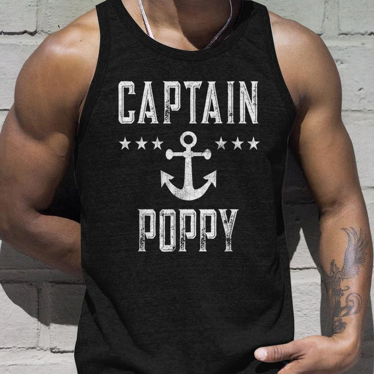 Mens Vintage Captain Poppy Personalized Family Cruise Boating Unisex Tank Top Gifts for Him