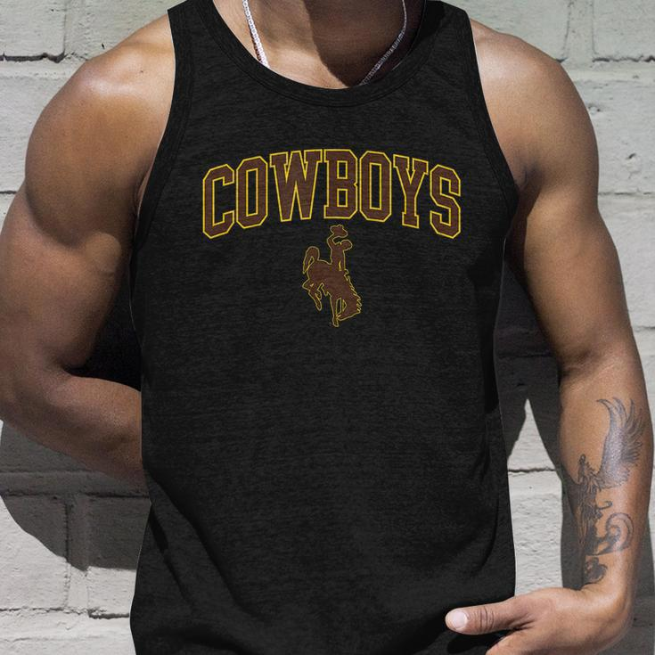 Mens Wyoming Cowboys Apparel Cowboys Arch & Logo Unisex Tank Top Gifts for Him