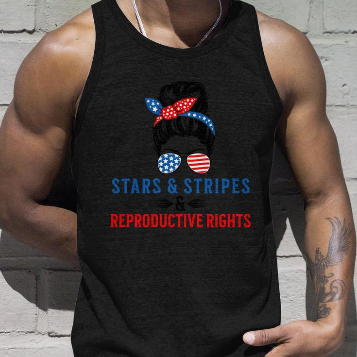 Messy Bun American Flag Stars Stripes Reproductive Rights Gift Unisex Tank Top Gifts for Him