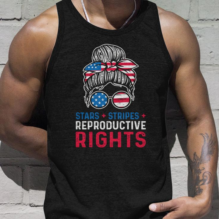 Messy Bun American Flag Stars Stripes Reproductive Rights Gift V2 Unisex Tank Top Gifts for Him