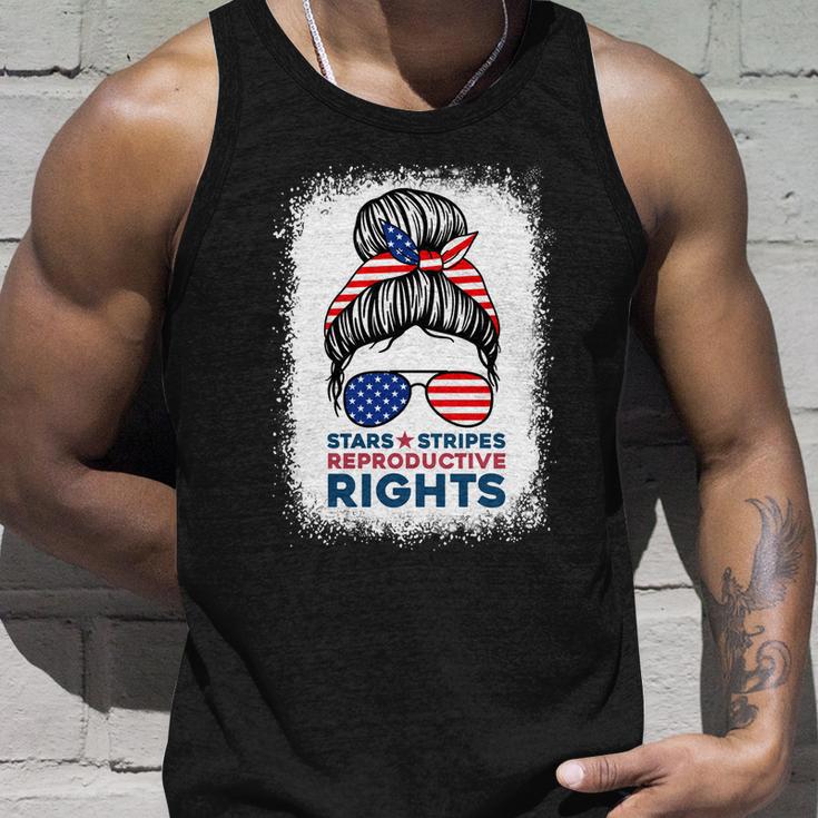 Messy Bun American Flag Stars Stripes Reproductive Rights Meaningful Gift V2 Unisex Tank Top Gifts for Him