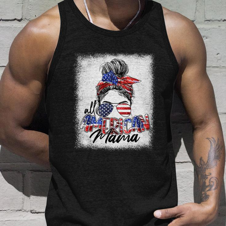 Messy Bun Patriotic Shirt | All American Mama 4Th Of July Unisex Tank Top Gifts for Him