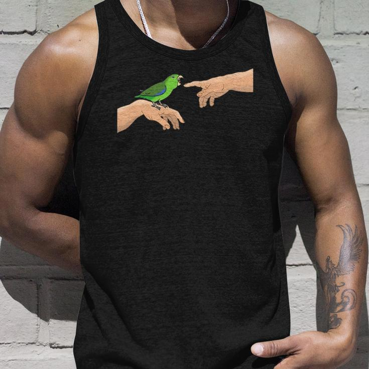 Michelangelo Angry Green Parrotlet Birb Memes Parrot Owner Unisex Tank Top Gifts for Him