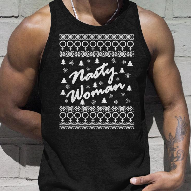 Nasty Woman Ugly Christmas Sweater Design Hillary Clinton Unisex Tank Top Gifts for Him
