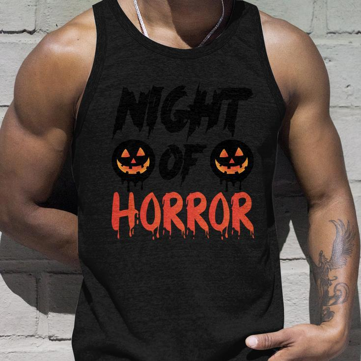 Night Of Horror Pumpkin Halloween Quote Unisex Tank Top Gifts for Him