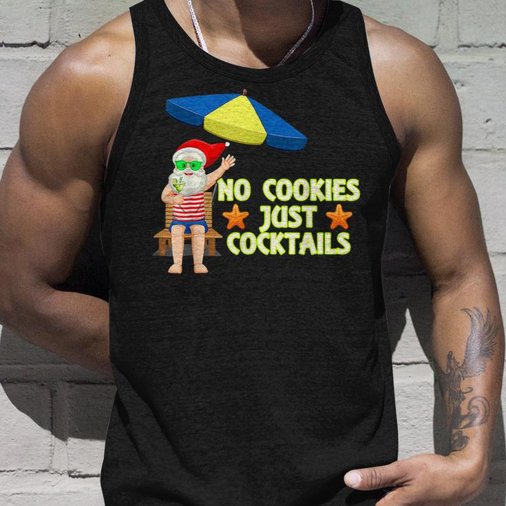 No Cookies Just Cocktails Funny Santa Christmas In July Unisex Tank Top Gifts for Him