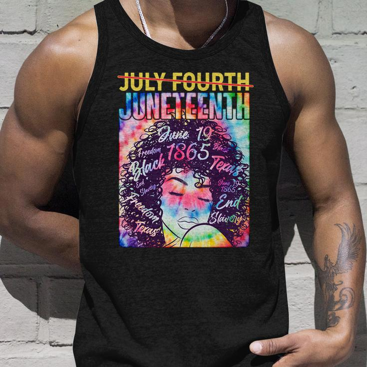 Not July 4Th Juneteenth Tie Dye African American Woman Tshirt Unisex Tank Top Gifts for Him