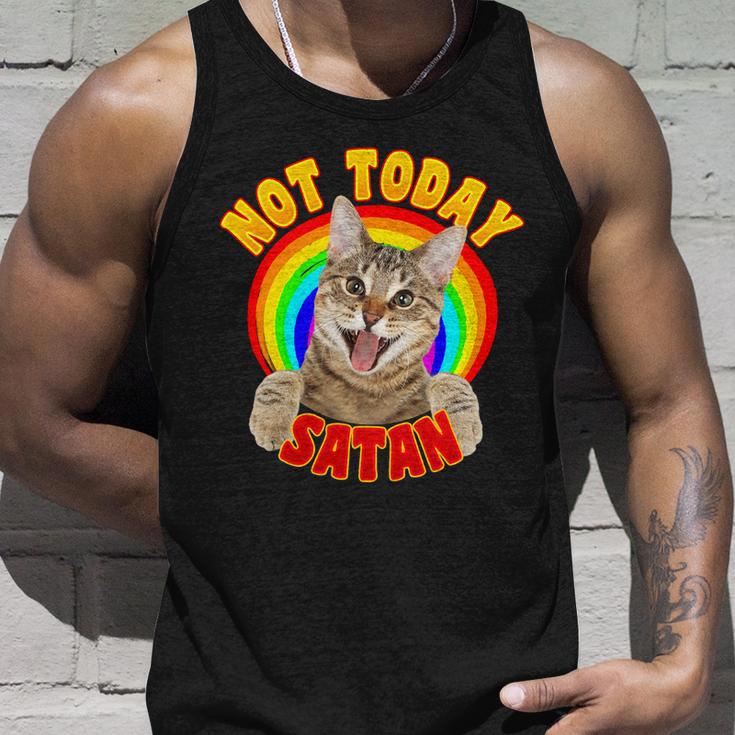 Not Today Satan Funny Cat Rainbow Unisex Tank Top Gifts for Him