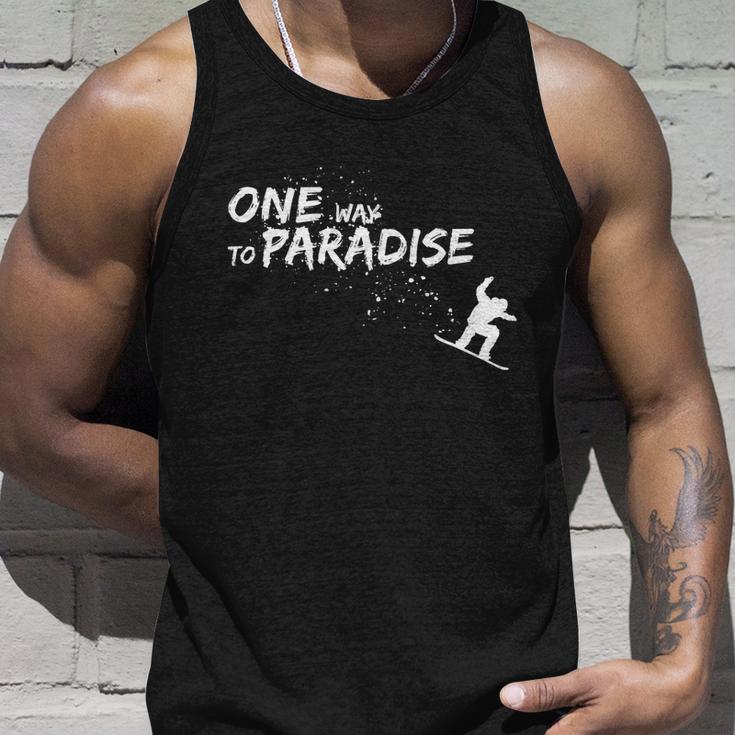 One Way To Paradise Spray Powder Free Ride With Snowboard Gift Unisex Tank Top Gifts for Him