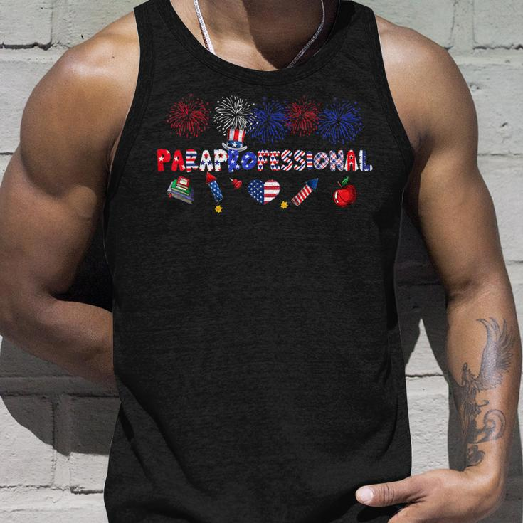 Paraprofessional Proud American Flag Fireworks 4Th Of July Men Women Tank Top Graphic Print Unisex Gifts for Him