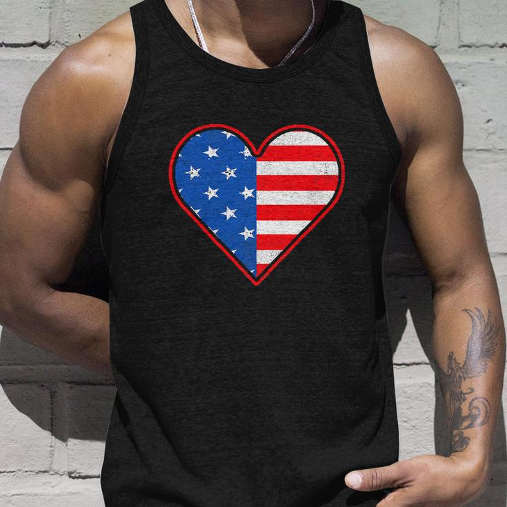 Patriotic American Flag Heart For 4Th Of July Girl Unisex Tank Top Gifts for Him
