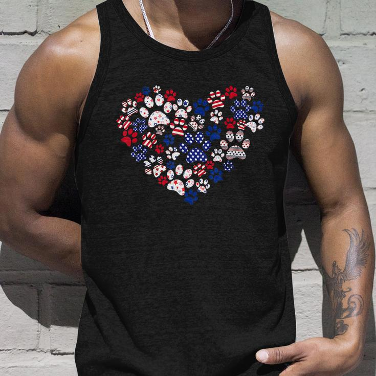 Patriotic Heart American Flag 4Th Of July Dog Paw Prints Unisex Tank Top Gifts for Him