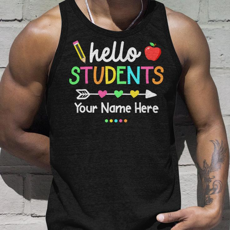 Personalized Teacher Shirt Back To School Hello Students Unisex Tank Top Gifts for Him