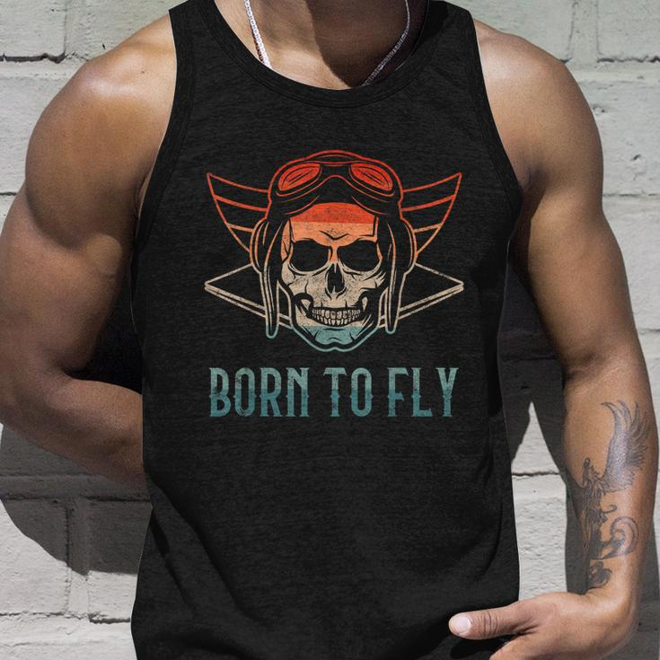 Pilot Born O Fly Airplane Plane Aviator Airport Pilots Unisex Tank Top Gifts for Him