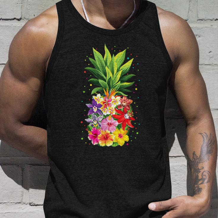 Pineapple Flowers Aloha Hawaii Vintage Hawaiian Floral Women Unisex Tank Top Gifts for Him