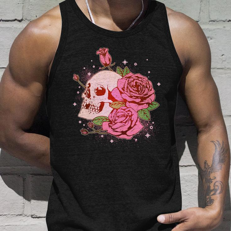 Pink Roses Skull Tattoo Unisex Tank Top Gifts for Him