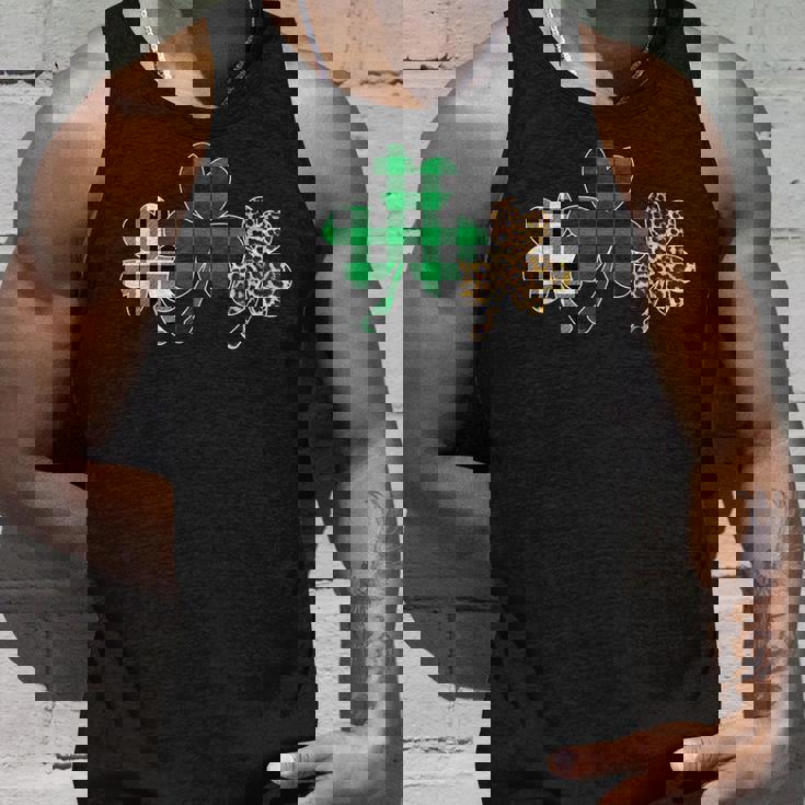Plaid Clover Shamrock Leopard Green Buffalo St Patricks Day Men Women Tank Top Graphic Print Unisex Gifts for Him