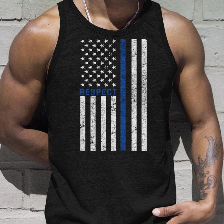 Police American Flag Respect The Blue Unisex Tank Top Gifts for Him