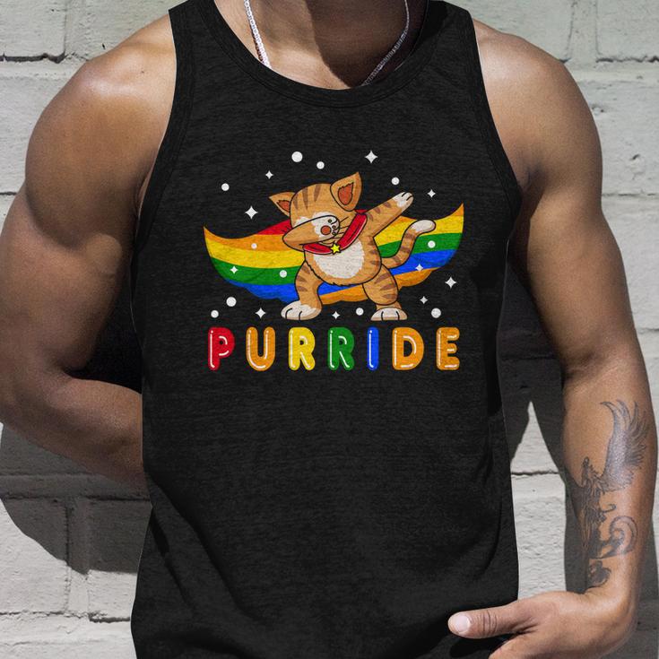 Pride Month Dabbing Purride Cat Gay Pride Lgbt Unisex Tank Top Gifts for Him