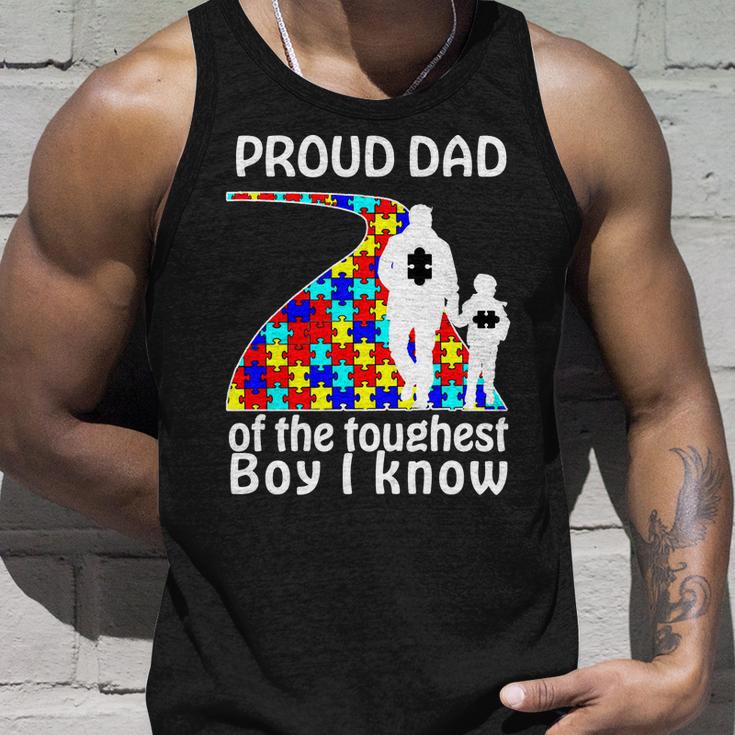 Proud Autism Dad Of The Toughest Boy I Know Tshirt Unisex Tank Top Gifts for Him