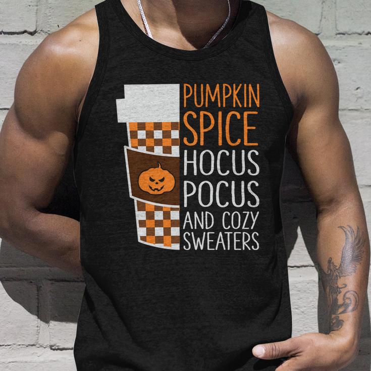 Pumpkin Spice Hocus Pocus And Cozy Sweaters Halloween Quote Unisex Tank Top Gifts for Him