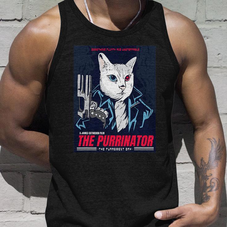 Purrinator Badass Cat Purrgment Day Funny Cat Movie Lovers Unisex Tank Top Gifts for Him