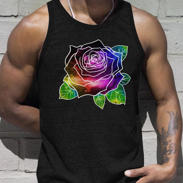 Rainbow Galaxy Floral Rose Unisex Tank Top Gifts for Him