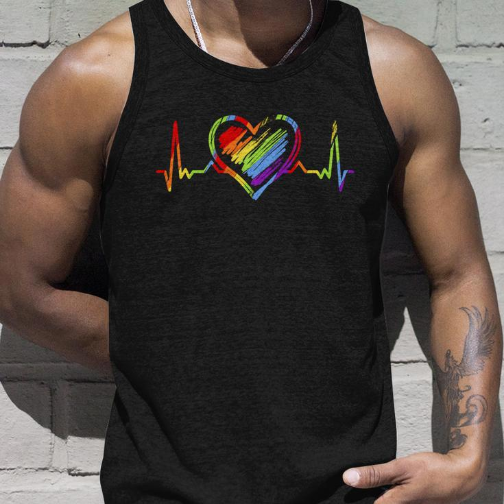 Rainbow Heartbeat Lgbt Gay Pride Great Gift Unisex Tank Top Gifts for Him