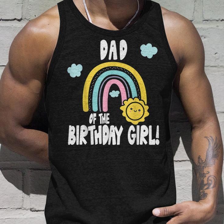 Rainbows & Sunshine Party Dad Of The Birthday Girl Unisex Tank Top Gifts for Him