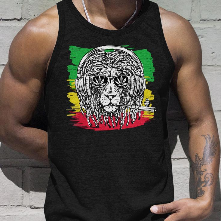 Rasta Lion With Glasses Smoking A Joint Unisex Tank Top Gifts for Him