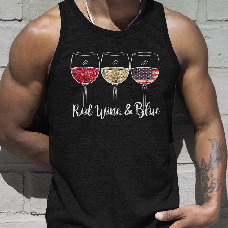 Red Wine & Blue 4Th Of July Wine Red White Blue Wine Glasses V3 Unisex Tank Top Gifts for Him