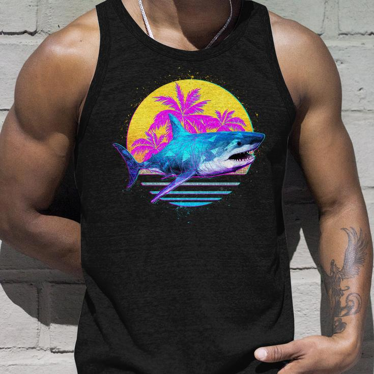 Retro 80S Polygon Shark Unisex Tank Top Gifts for Him