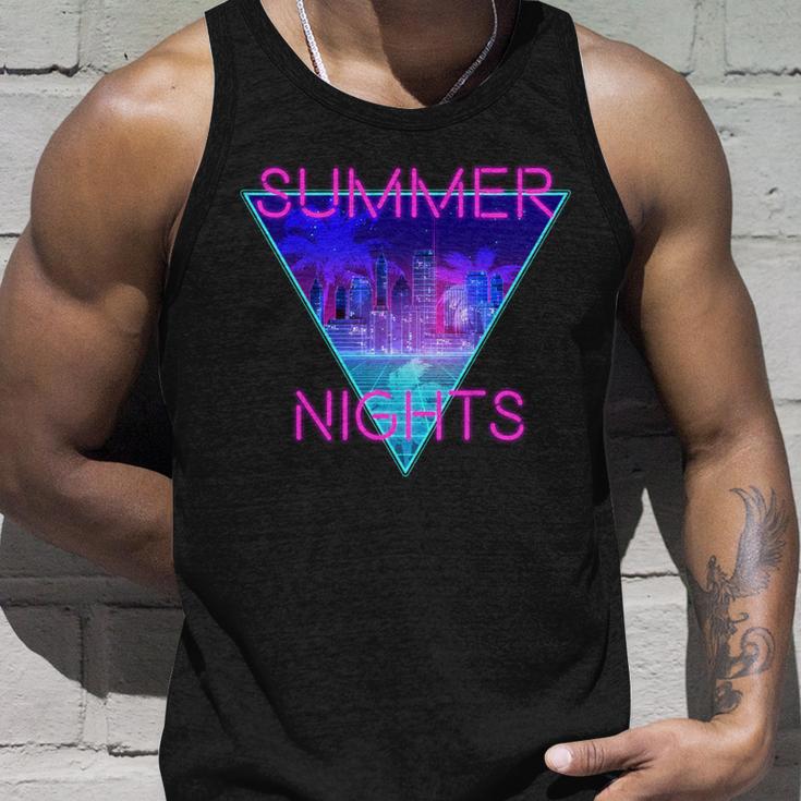 Retro Neon City Summer Nights Unisex Tank Top Gifts for Him