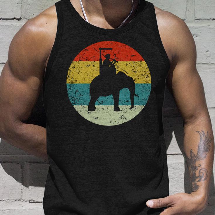 Retro Vintage Man Riding Elephant Unisex Tank Top Gifts for Him