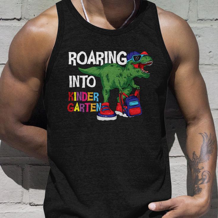 Roaring Into Kindergarten Dinosaur Back To School Unisex Tank Top Gifts for Him