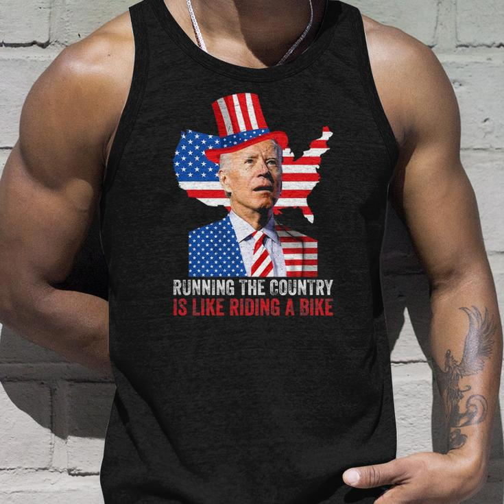 Running The Country Is Like Riding A Bike Anti Biden Unisex Tank Top Gifts for Him