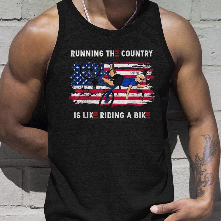 Running The Coutry Is Like Riding A Bike Joe Biden Funny Vintage Unisex Tank Top Gifts for Him