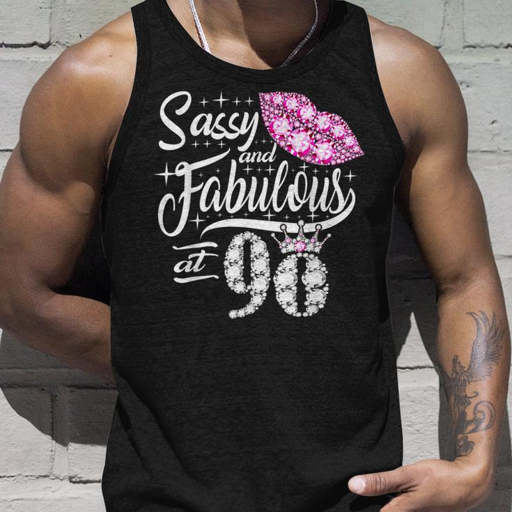 Sassy And Fabulous At 90 Years Old 90Th Birthday Crown Lips Unisex Tank Top Gifts for Him