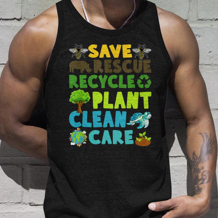 Save Bees Rescue Animals Recycle Plastic Earth Day Planet Funny Gift Unisex Tank Top Gifts for Him