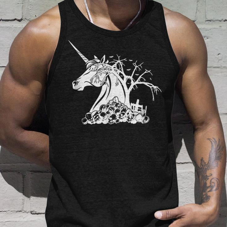 Scary Halloween Unicorn Skulls And Bats Unisex Tank Top Gifts for Him