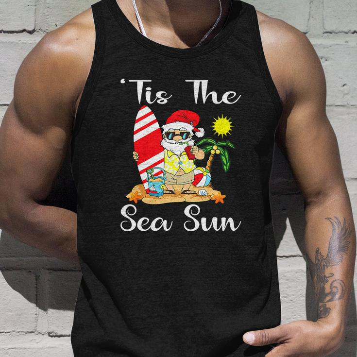 Sea Sun Christmas In July Santa Surfing Lake Party Unisex Tank Top Gifts for Him