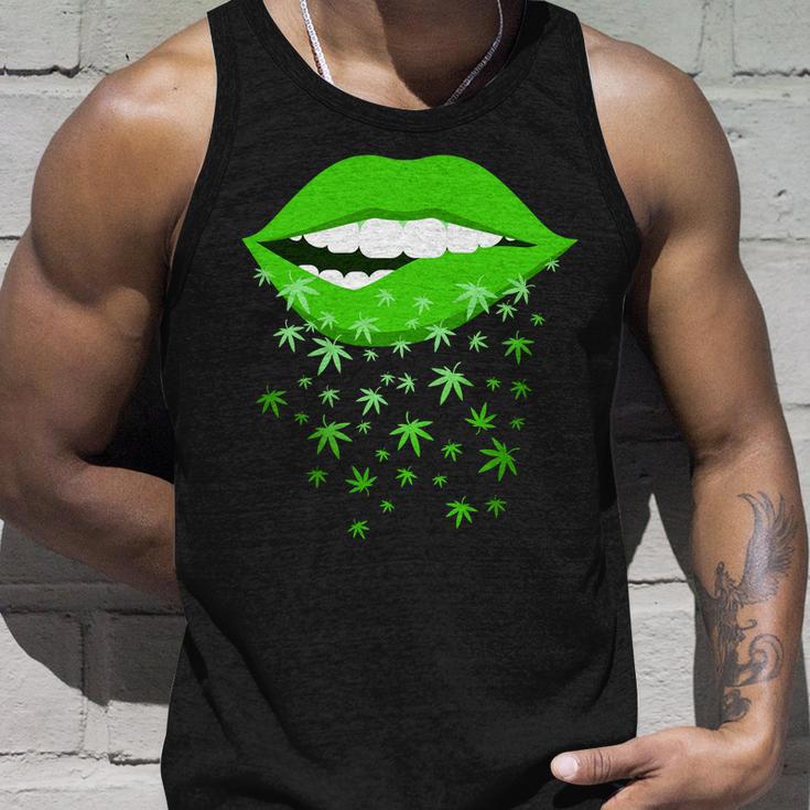 Sexy Lips Cannabis Marijuana Weed Tshirt Unisex Tank Top Gifts for Him