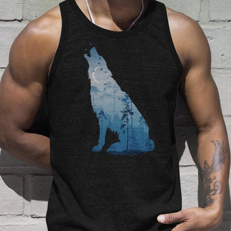 Silhouette Of The Howling Wolf Unisex Tank Top Gifts for Him