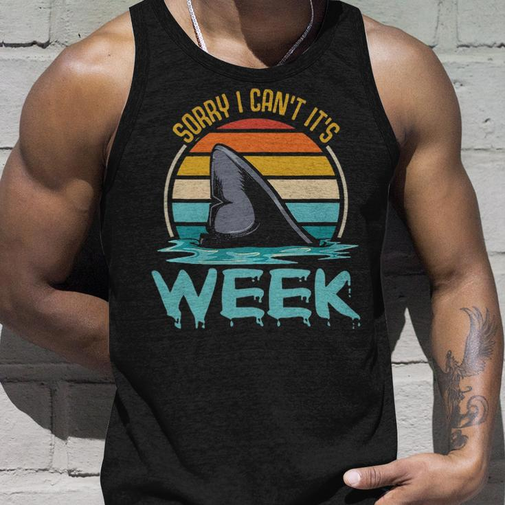Sorry I Cant Its Week Ocean Scuba Diving Funny Shark Lover Unisex Tank Top Gifts for Him
