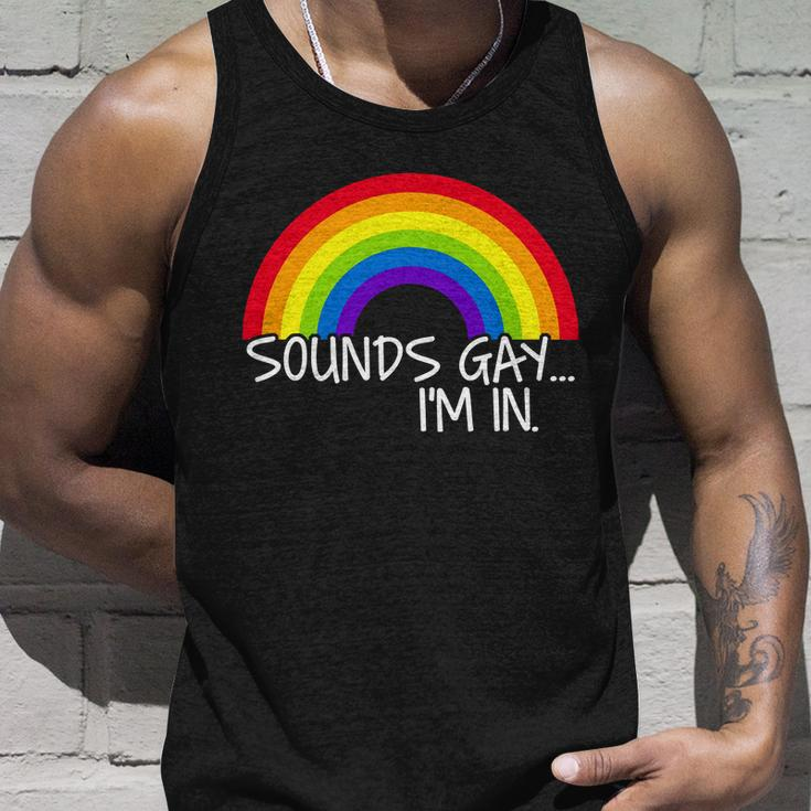 Sounds Gay Im In Funny Lgbt Tshirt Unisex Tank Top Gifts for Him