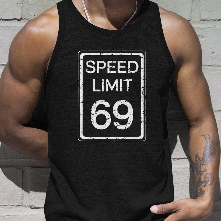 Speed Limit 69 Funny Cute Joke Adult Fun Humor Distressed Unisex Tank Top Gifts for Him
