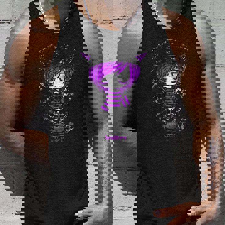 Spookscene Edgy Kitty Hat Scene Kid Emo Alt Goth Purple Men Women Tank Top Graphic Print Unisex Gifts for Him