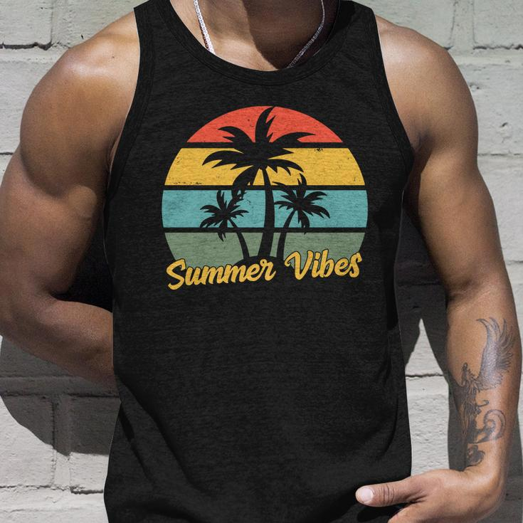 Summer Vibes Tropical Retro Sunset Unisex Tank Top Gifts for Him