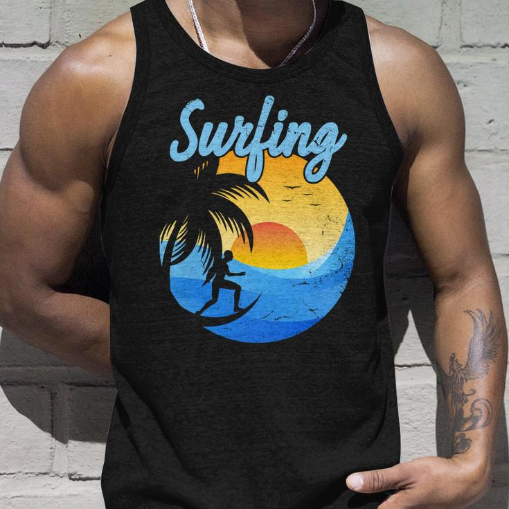 Sunset Surfing Summer Vacation Surf Unisex Tank Top Gifts for Him